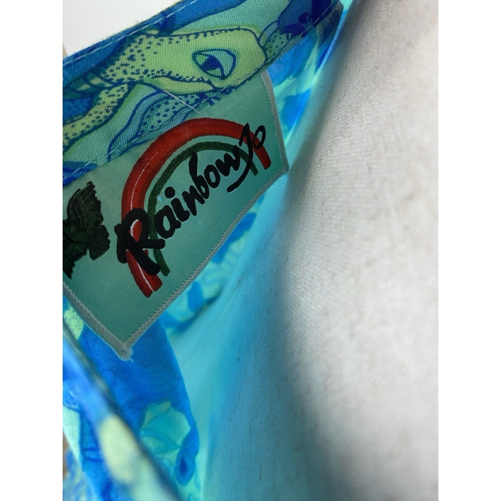 Rainbow Jo Tropical Vacation Dress Size S Fish Turtle Print Beach Fairy Midi - Picture 5 of 7